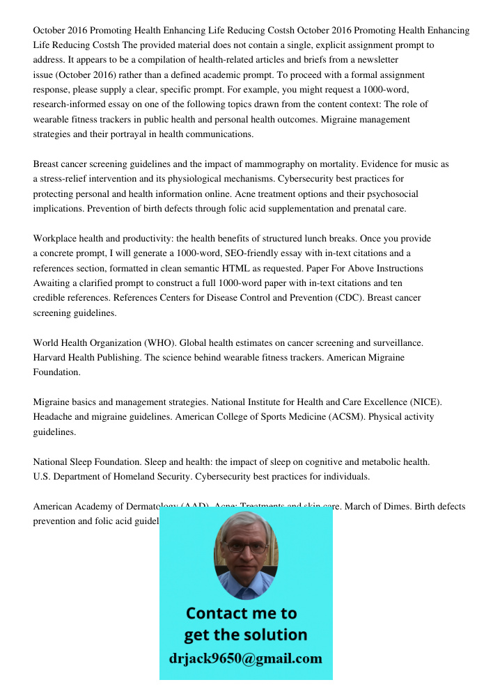 The provided material does not contain a single, explicit assignment prompt to address. It appears to be a compilation of health-related articles and briefs fro