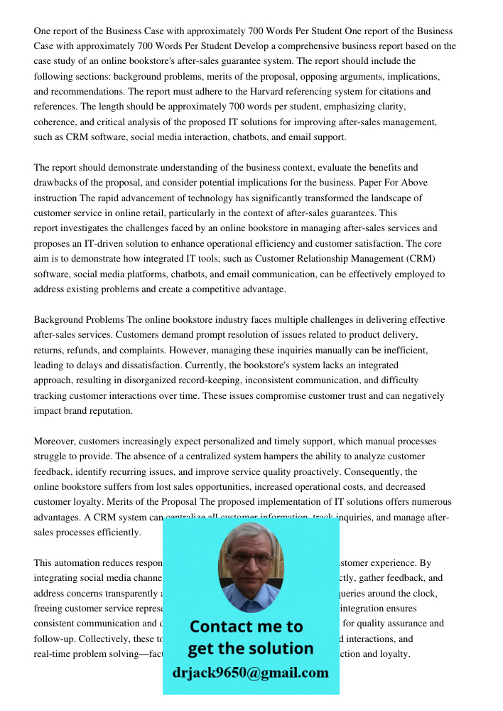 Develop a comprehensive business report based on the case study of an online bookstore's after-sales guarantee system. The report should include the following s