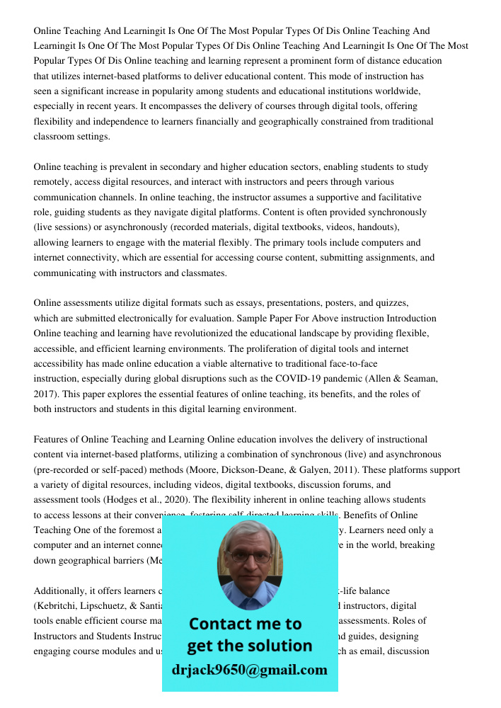 Online Teaching And Learningit Is One Of The Most Popular Types Of Dis Online teaching and learning represent a prominent form of distance education that utiliz