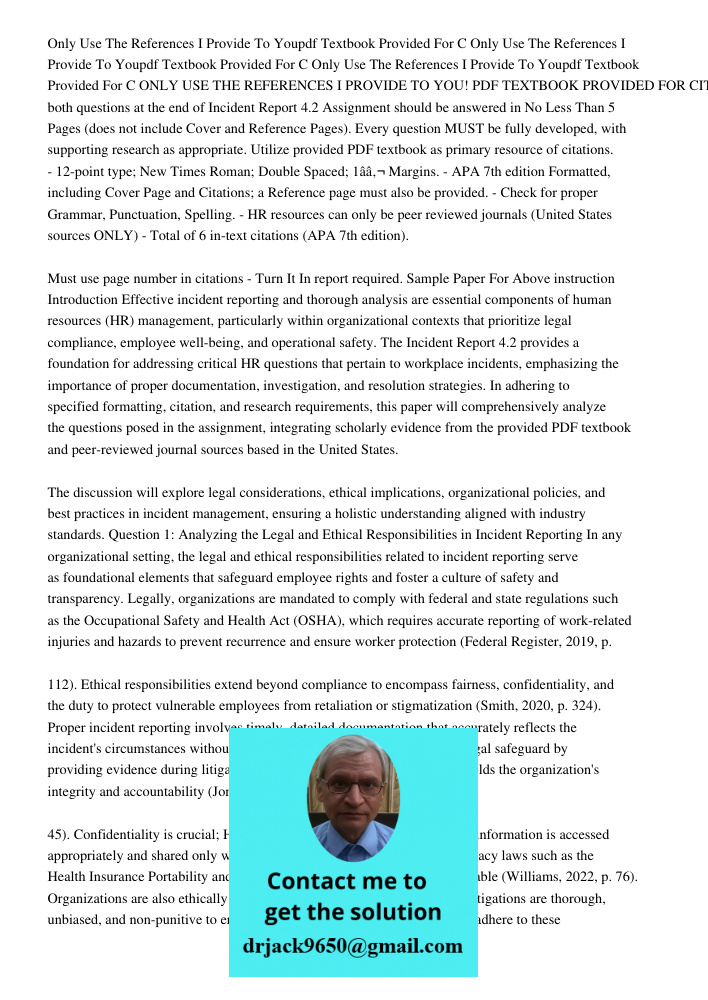 Only Use The References I Provide To Youpdf Textbook Provided For C ONLY USE THE REFERENCES I PROVIDE TO YOU! PDF TEXTBOOK PROVIDED FOR CITATIONS Answer both qu