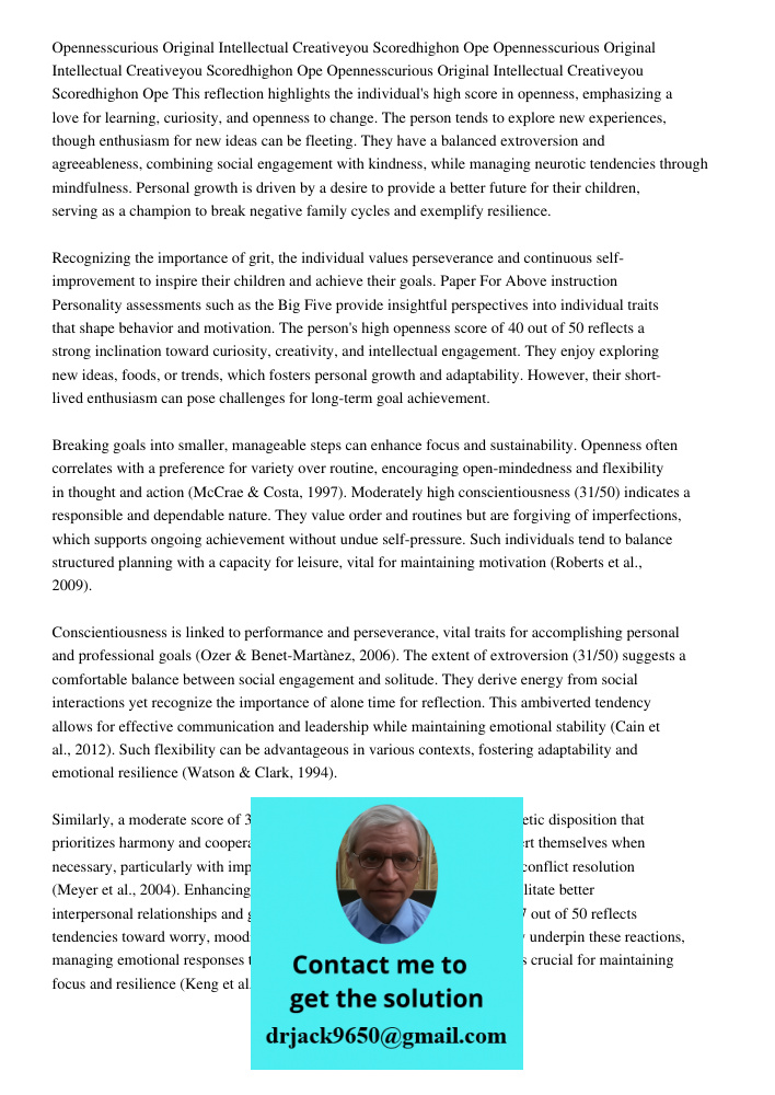 Opennesscurious Original Intellectual Creativeyou Scoredhighon Ope This reflection highlights the individual's high score in openness, emphasizing a love for le