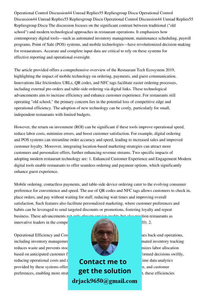 Operational Control Discussion44 Unread Replies55 Repliesgroup Discu The discussion focuses on the significant contrast between traditional ("old school") and m