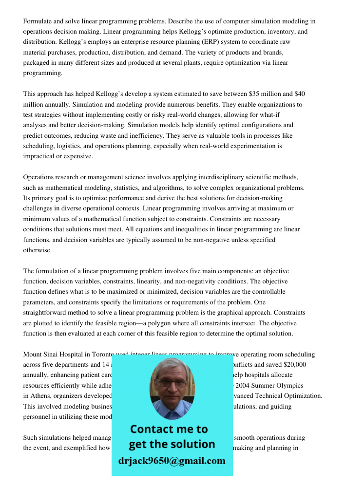 Optimization And Simulation Modelingchapter 99 Copyright Cengage Formulate and solve linear programming problems. Describe the use of computer simulation modeli
