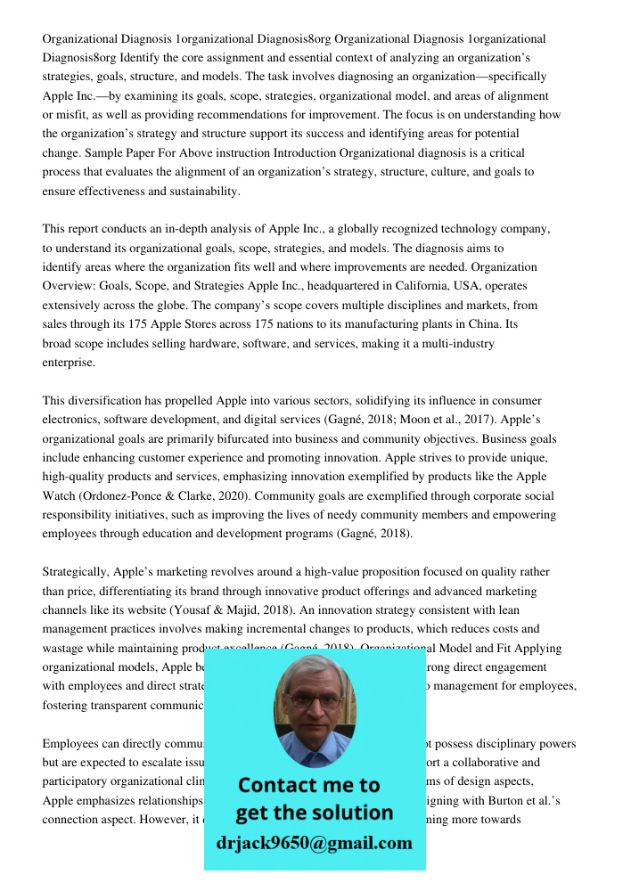 Identify the core assignment and essential context of analyzing an organization’s strategies, goals, structure, and models. The task involves diagnosing an orga