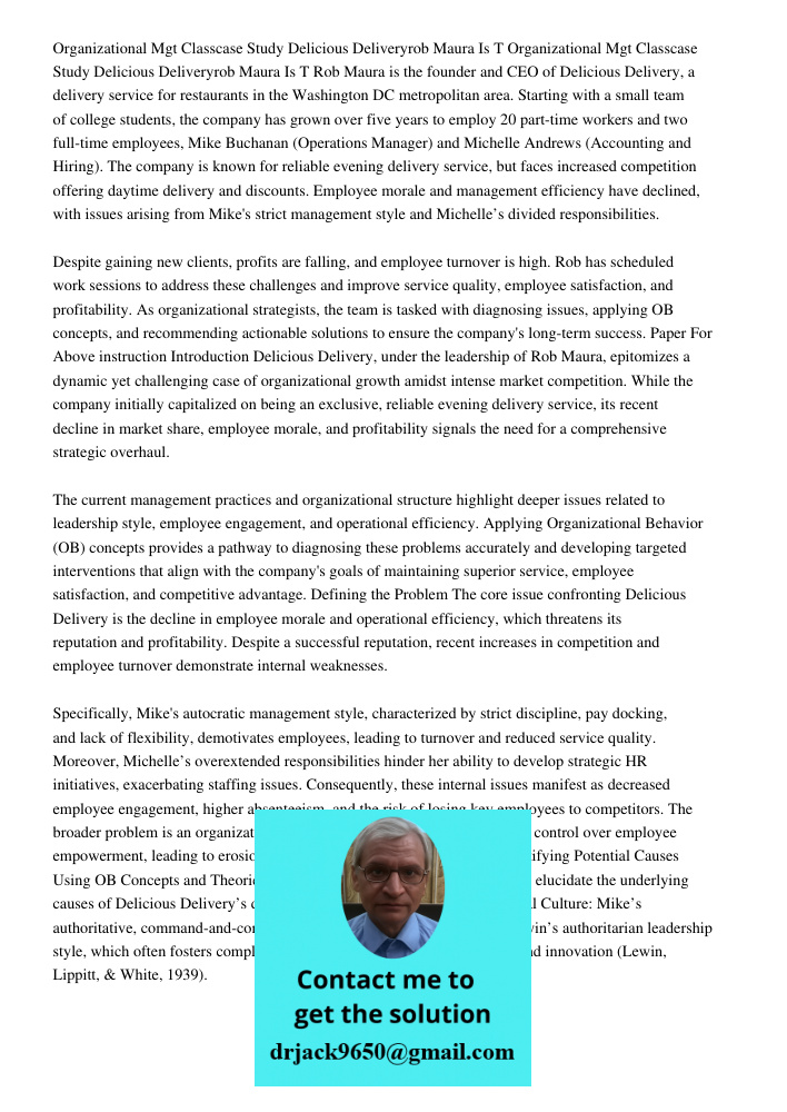 Rob Maura is the founder and CEO of Delicious Delivery, a delivery service for restaurants in the Washington DC metropolitan area. Starting with a small team of