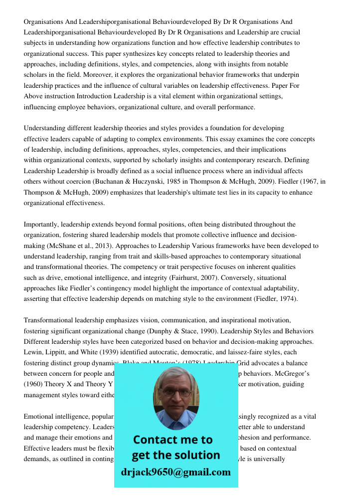 Organisations and Leadership are crucial subjects in understanding how organizations function and how effective leadership contributes to organizational success