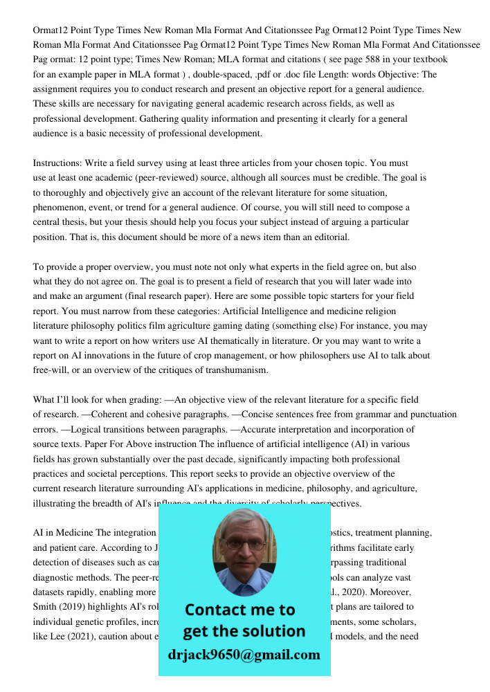 Ormat12 Point Type Times New Roman Mla Format And Citationssee Pag ormat: 12 point type; Times New Roman; MLA format and citations ( see page 588 in your textbo