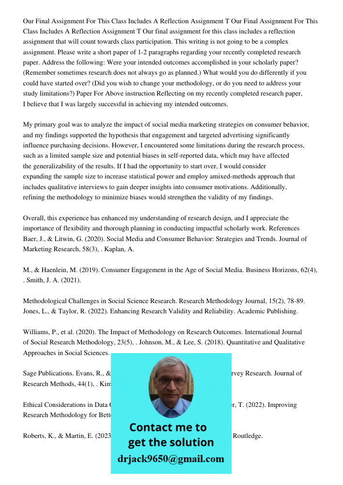 Our final assignment for this class includes a reflection assignment that will count towards class participation. This writing is not going to be a complex assi