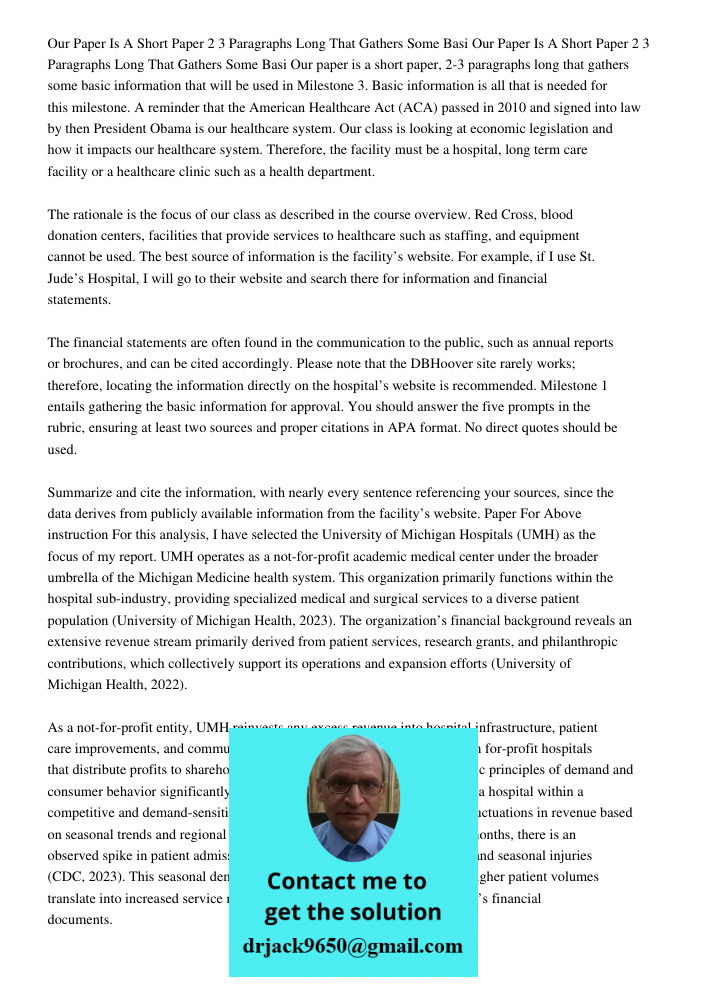 Our paper is a short paper, 2-3 paragraphs long that gathers some basic information that will be used in Milestone 3. Basic information is all that is needed fo