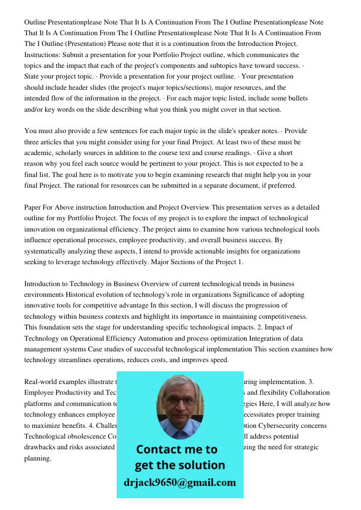Outline Presentationplease Note That It Is A Continuation From The I Outline (Presentation) Please note that it is a continuation from the Introduction Project.