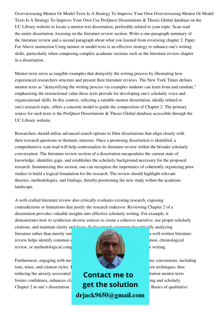 Use ProQuest Dissertations & Theses Global database on the UC Library website to locate a mentor text dissertation, preferably related to your topic. Scan read 