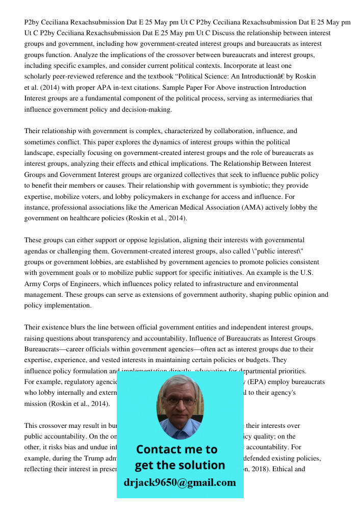 P2by Ceciliana Rexachsubmission Dat E 25 May 2018 0108pm Ut C Discuss the relationship between interest groups and government, including how government-created 