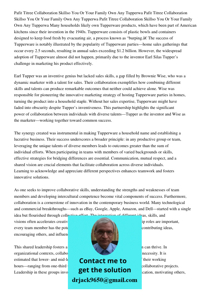 Pafit Titree Collaboration Skillso You Or Your Family Own Any Tupperwa Many households likely own Tupperware products, which have been part of American kitchens