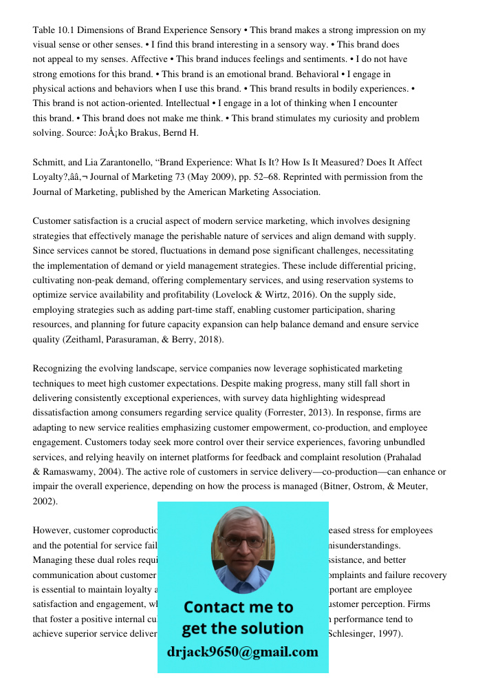 Pages 162 163table 101 Dimensions Of Brand Experiencesensory This Table 10.1 Dimensions of Brand Experience Sensory • This brand makes a strong impression on my