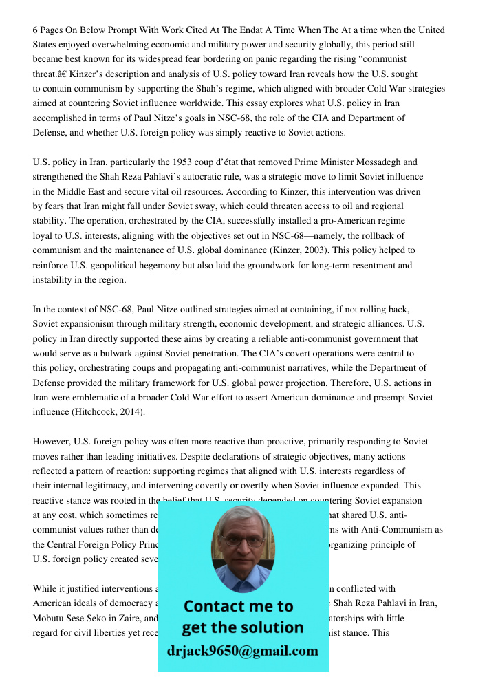 Pages On Below Prompt With Work Cited At The Endat A Time When The At a time when the United States enjoyed overwhelming economic and military power and securit