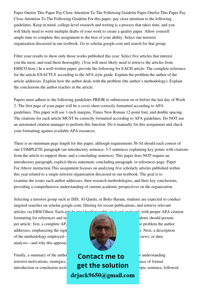 For this paper, pay close attention to the following guidelines. Keep in mind, college-level research and writing is a process that takes time, and you will lik