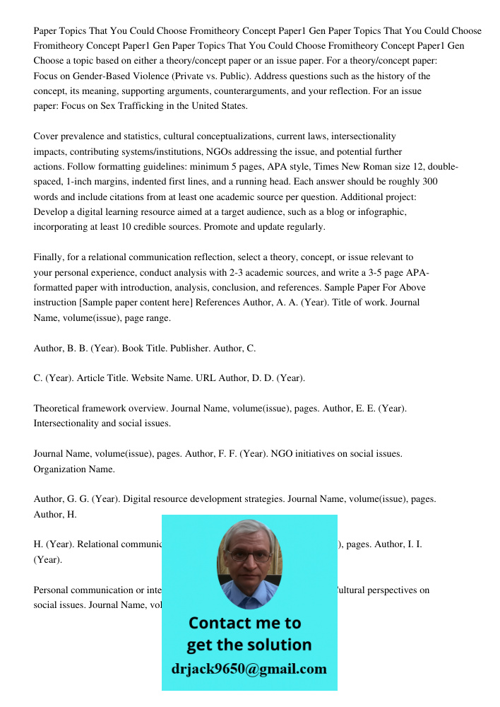 Paper Topics That You Could Choose Fromitheory Concept Paper1 Gen Choose a topic based on either a theory/concept paper or an issue paper. For a theory/concept 