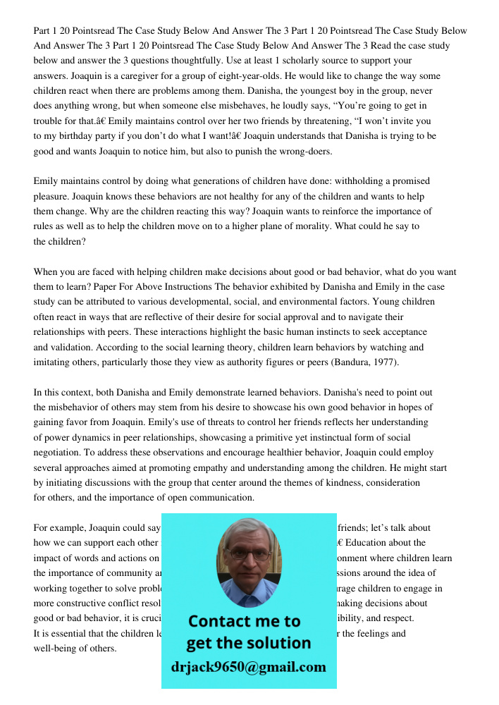 Part 1 20 Pointsread The Case Study Below And Answer The 3 Read the case study below and answer the 3 questions thoughtfully. Use at least 1 scholarly source to