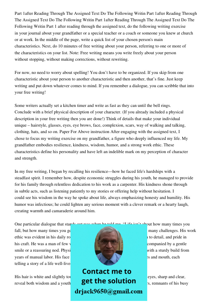 Part 1after Reading Through The Assigned Text Do The Following Writin Part 1 after reading through the assigned text, do the following writing exercise in your 