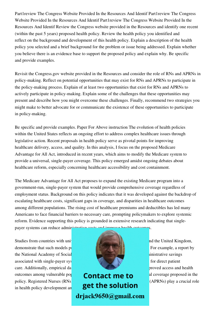 Part1review The Congress Website Provided In the Resources And Identif Review the Congress website provided in the Resources and identify one recent (within the