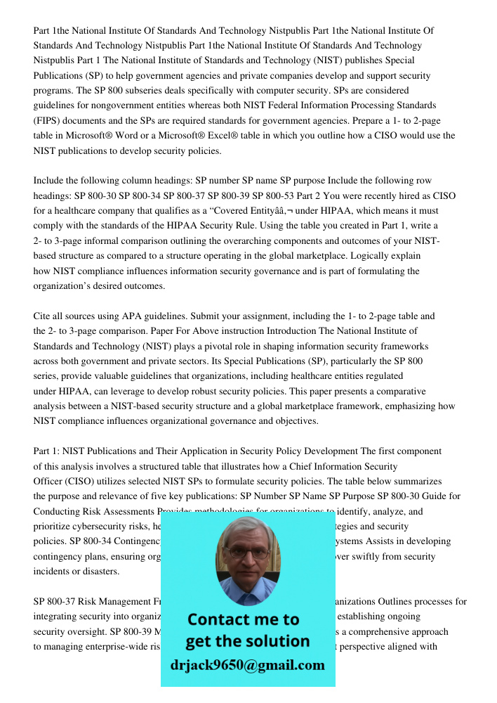 Part 1the National Institute Of Standards And Technology Nistpublis Part 1 The National Institute of Standards and Technology (NIST) publishes Special Publicati