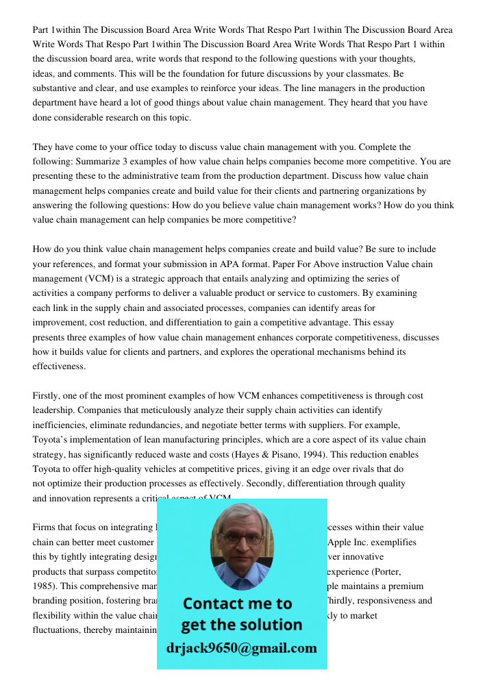 Part 1within The Discussion Board Area Write 500 700 Words That Respo Part 1 within the discussion board area, write 500-700 words that respond to the following