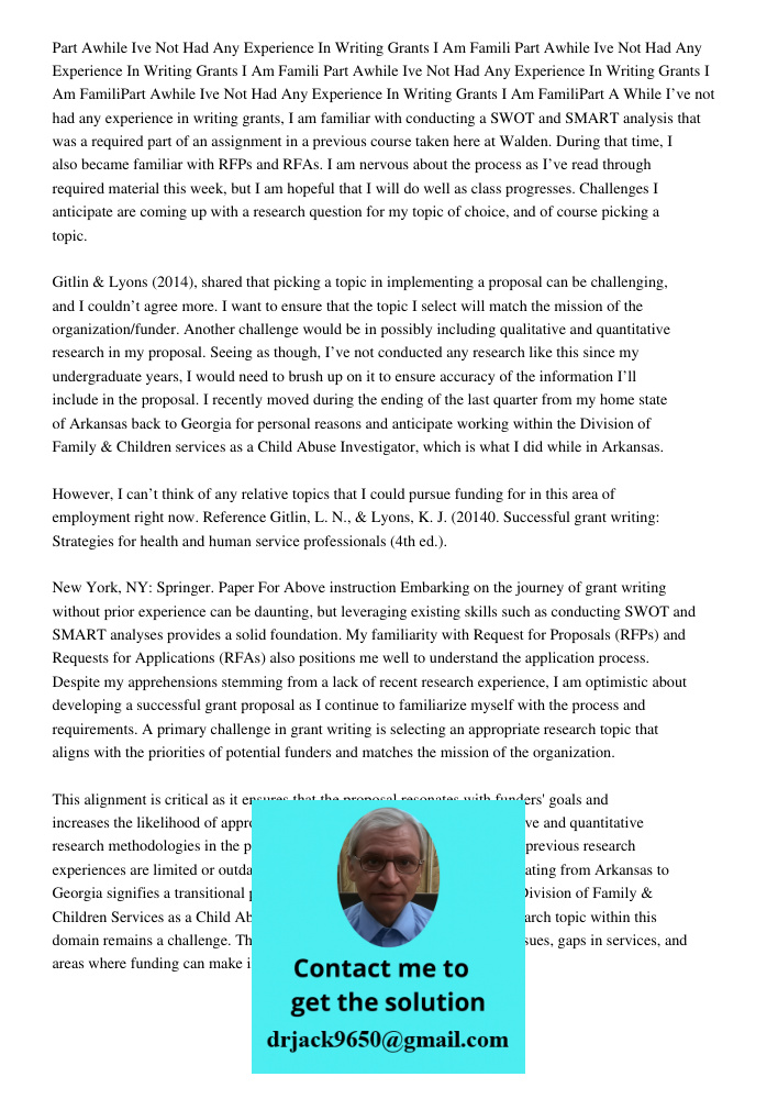 Part Awhile Ive Not Had Any Experience In Writing Grants I Am FamiliPart Awhile Ive Not Had Any Experience In Writing Grants I Am FamiliPart A While I’ve not ha