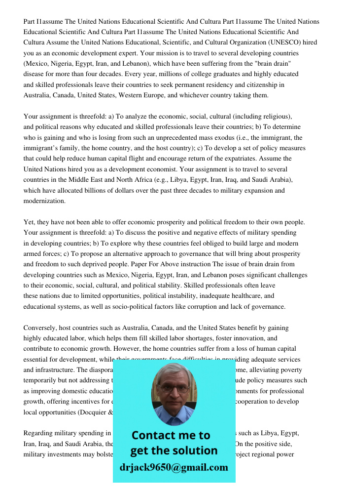 Part I1assume The United Nations Educational Scientific And Cultura Assume the United Nations Educational, Scientific, and Cultural Organization (UNESCO) hired 