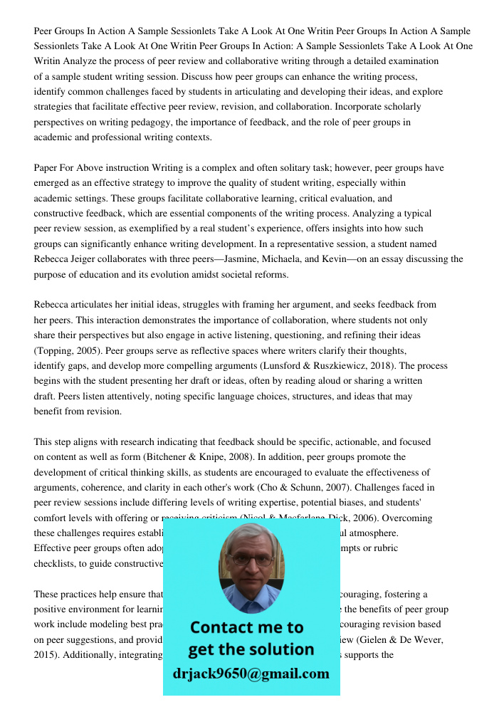 Peer Groups In Action A Sample Sessionlets Take A Look At One Writin Analyze the process of peer review and collaborative writing through a detailed examination