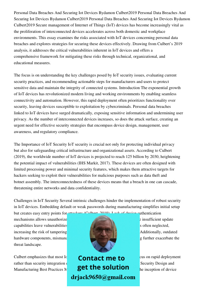 Personal Data Breaches And Securing Iot Devices Bydamon Culbert2019 Secure management of Internet of Things (IoT) devices has become increasingly vital as the p