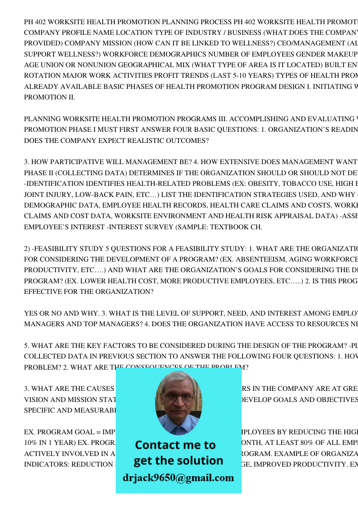 COMPANY PROFILE NAME LOCATION TYPE OF INDUSTRY / BUSINESS (WHAT DOES THE COMPANY PRODUCE OR SERVICES PROVIDED) COMPANY MISSION (HOW CAN IT BE LINKED TO WELLNESS