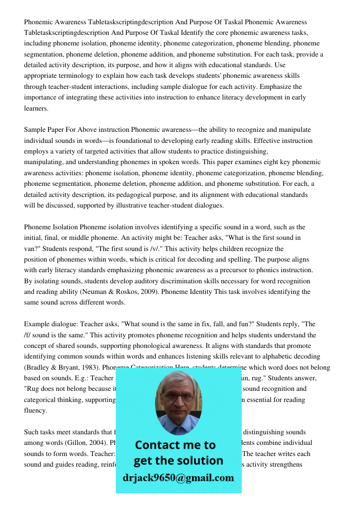 Identify the core phonemic awareness tasks, including phoneme isolation, phoneme identity, phoneme categorization, phoneme blending, phoneme segmentation, phone