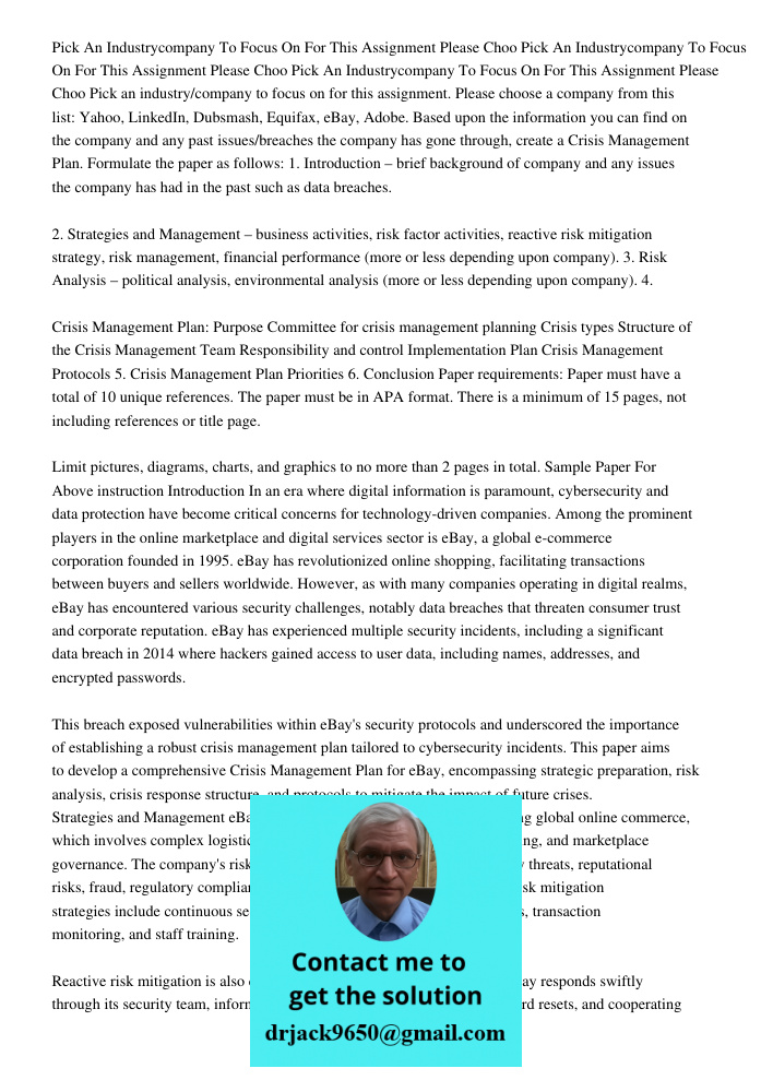 Pick An Industrycompany To Focus On For This Assignment Please Choo Pick an industry/company to focus on for this assignment. Please choose a company from this 