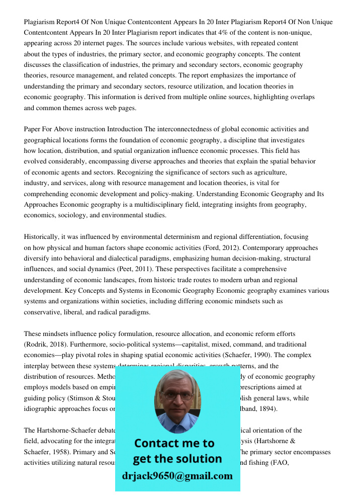 Plagiarism report indicates that 4% of the content is non-unique, appearing across 20 internet pages. The sources include various websites, with repeated conten