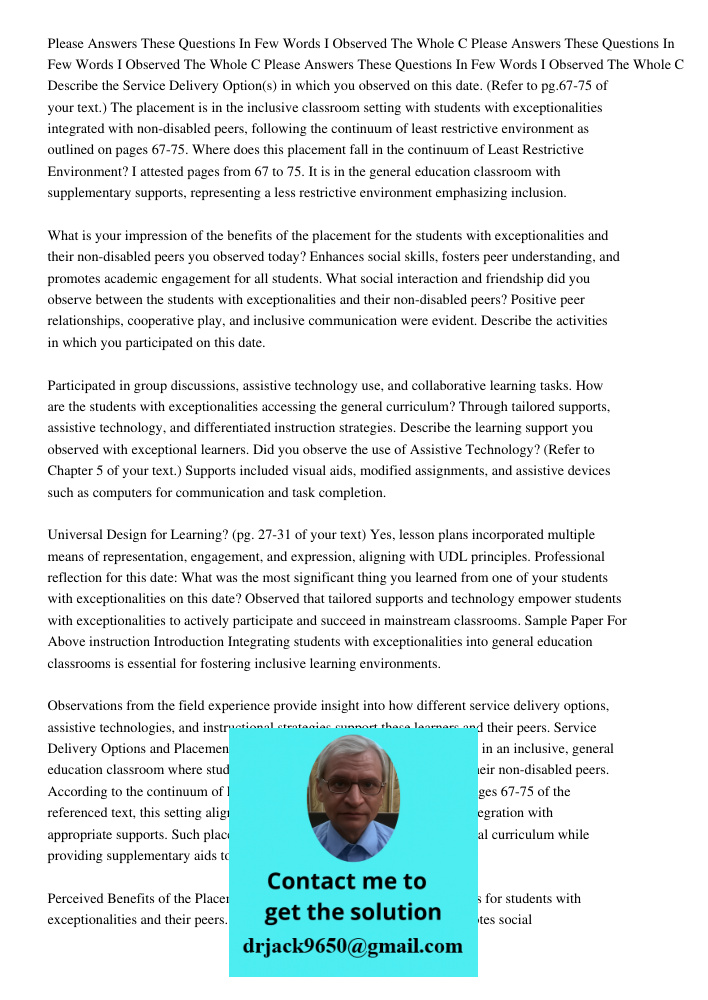 Please Answers These Questions In Few Words I Observed The Whole C Describe the Service Delivery Option(s) in which you observed on this date. (Refer to pg.67-7