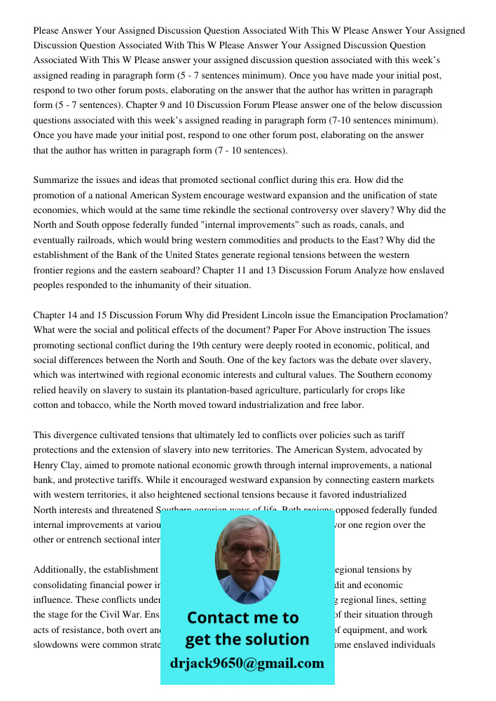 Please Answer Your Assigned Discussion Question Associated With This W Please answer your assigned discussion question associated with this week’s assigned read