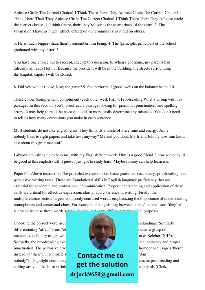 Aplease Circle The Correct Choice1 I Think There Their They APlease circle the correct choice. 1. I think (there, their, they’re) son is the quarterback of the 
