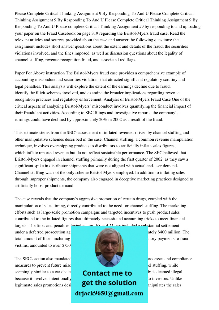 Please Complete Critical Thinking Assignment 9 By Responding To And U Please complete Critical Thinking Assignment #9 by responding to and uploading your paper 