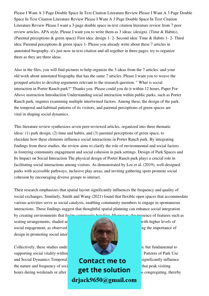 Please I Want A 3 Page Double Space In Text Citation Literature Review Please I want a 3-page double space in-text citation literature review from 7 peer review