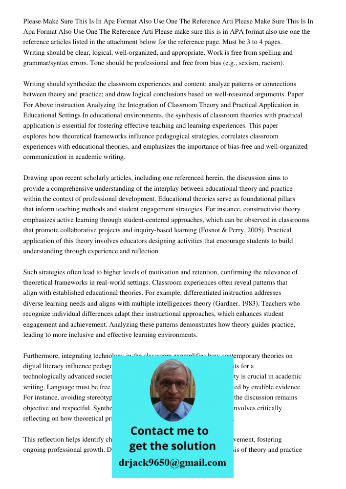 Please make sure this is in APA format also use one the reference articles listed in the attachment below for the reference page. Must be 3 to 4 pages. Writing 