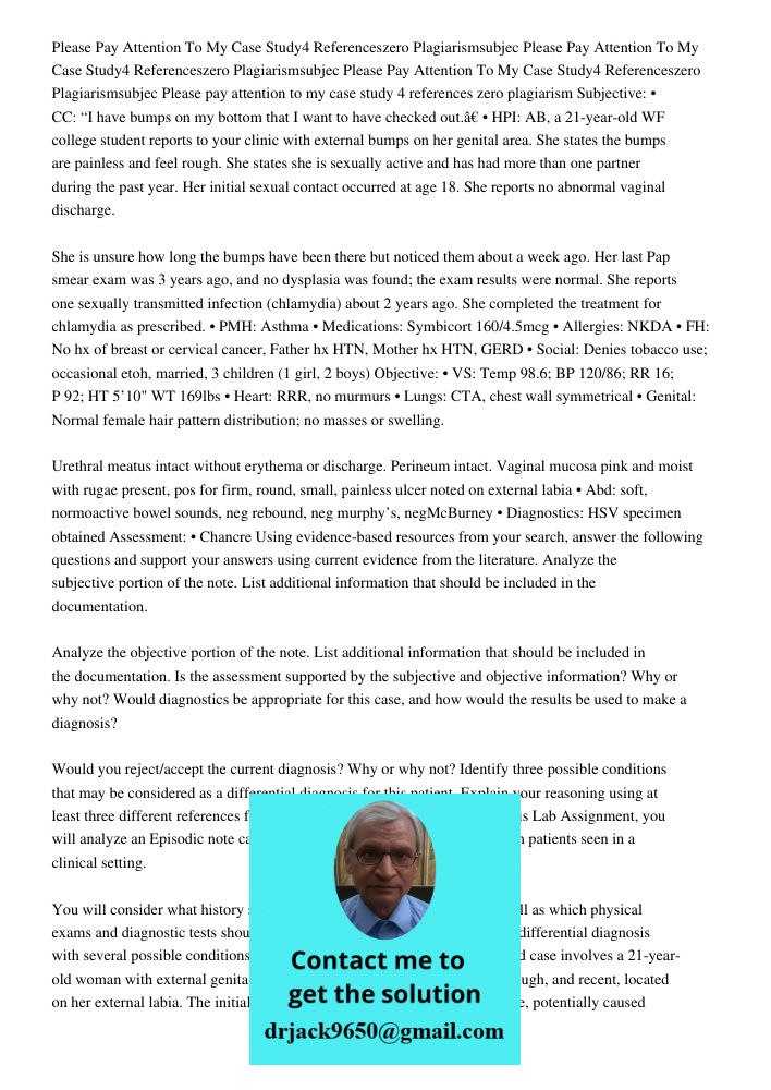 Please Pay Attention To My Case Study4 Referenceszero Plagiarismsubjec Please pay attention to my case study 4 references zero plagiarism Subjective: • CC: “I h