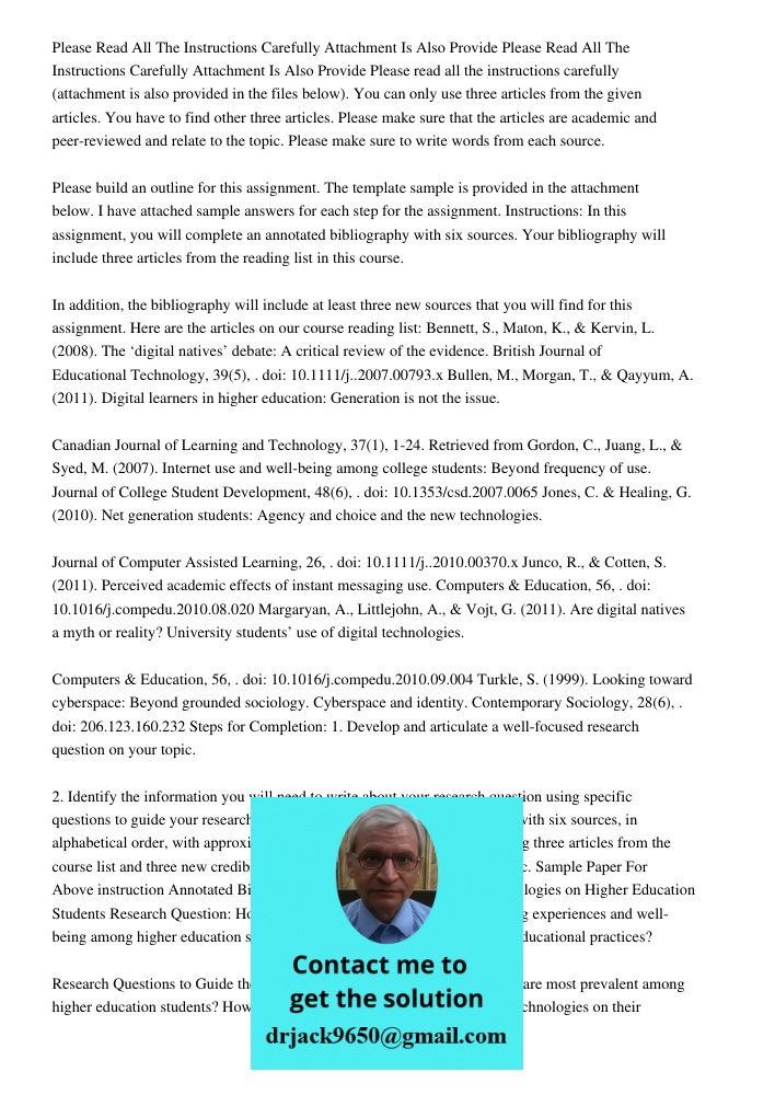 Please read all the instructions carefully (attachment is also provided in the files below). You can only use three articles from the given articles. You have t