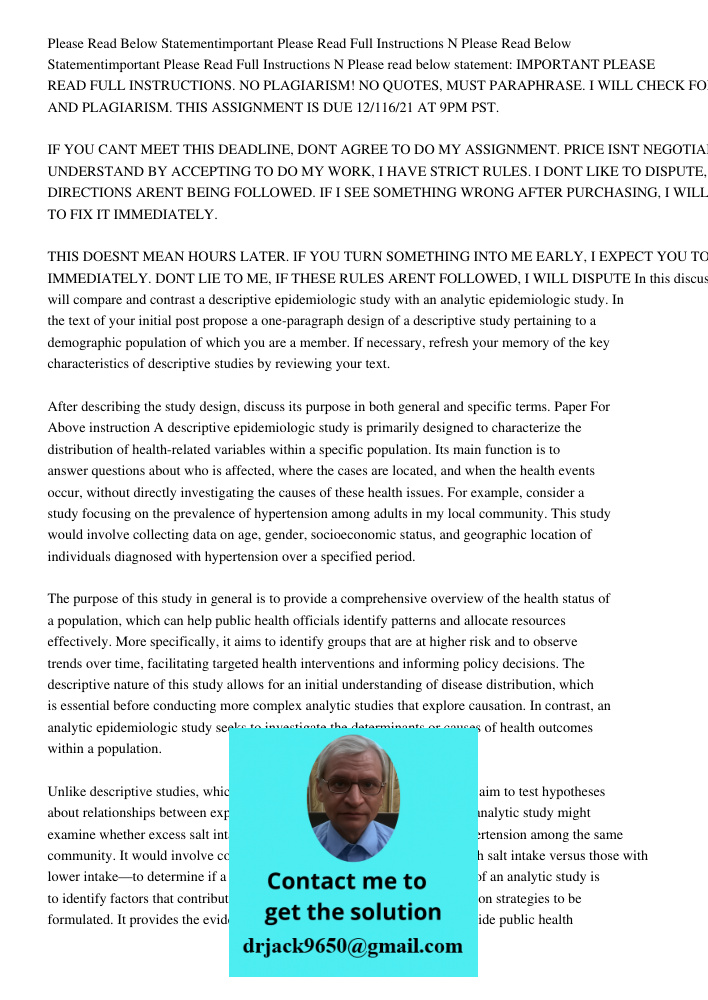 Please read below statement: IMPORTANT PLEASE READ FULL INSTRUCTIONS. NO PLAGIARISM! NO QUOTES, MUST PARAPHRASE. I WILL CHECK FOR RECYCLED WORK AND PLAGIARISM. 
