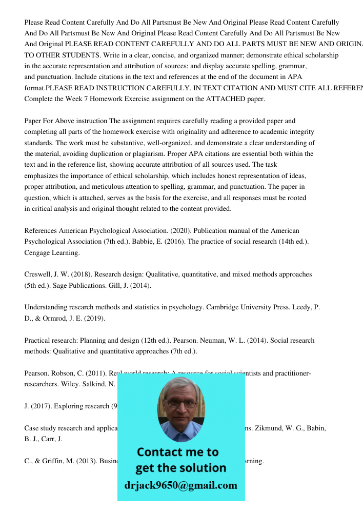 Please Read Content Carefully And Do All Partsmust Be New And Original PLEASE READ CONTENT CAREFULLY AND DO ALL PARTS MUST BE NEW AND ORIGINAL WORK NOT GIVEN TO