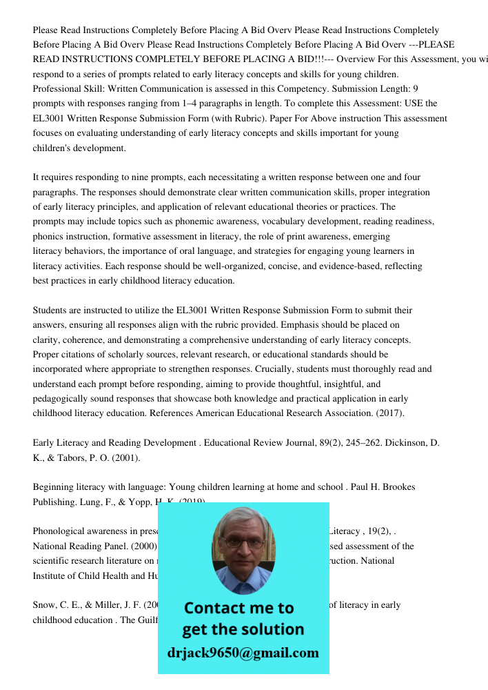 Please Read Instructions Completely Before Placing A Bid Overv ---PLEASE READ INSTRUCTIONS COMPLETELY BEFORE PLACING A BID!!!--- Overview For this Assessment, y