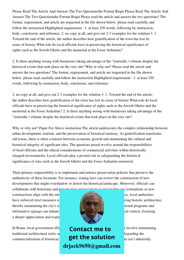 Please read the article and answer the two questions! The format, requirement, and article are requested in the file shown below. please read carefully and foll
