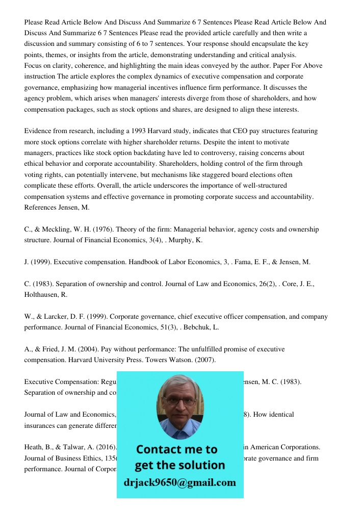 Please read the provided article carefully and then write a discussion and summary consisting of 6 to 7 sentences. Your response should encapsulate the key poin