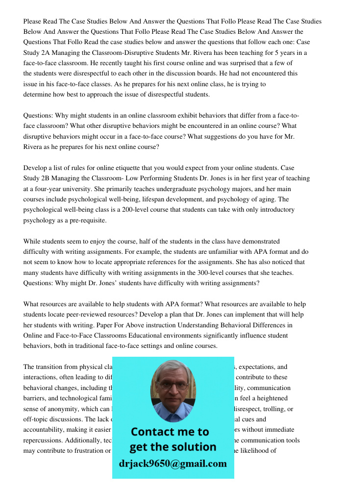 Please Read The Case Studies Below And Answer the Questions That Follo Read the case studies below and answer the questions that follow each one: Case Study 2A 