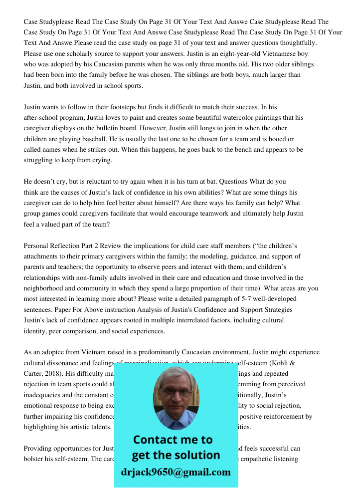 Case Studyplease Read The Case Study On Page 31 Of Your Text And Answe Please read the case study on page 31 of your text and answer questions thoughtfully. Ple