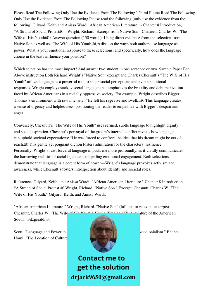 Please Read The Following Only Use The Evidence From The Fol